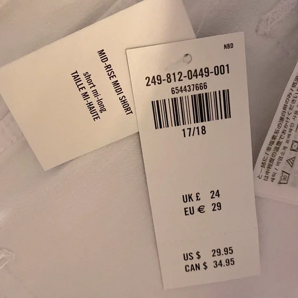 Abercrombie and Fitch Kids Mid Rise MIDI Shorts White Fringe NWT 17/18 Regular - Picture 7 of 9